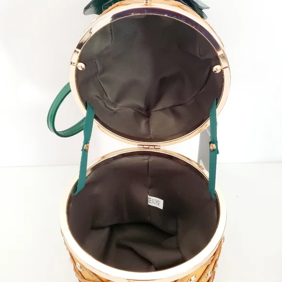 Diophy Leather Pineapple Shape Yellow Satchel Crossbody Purse - Picture 8 of 13